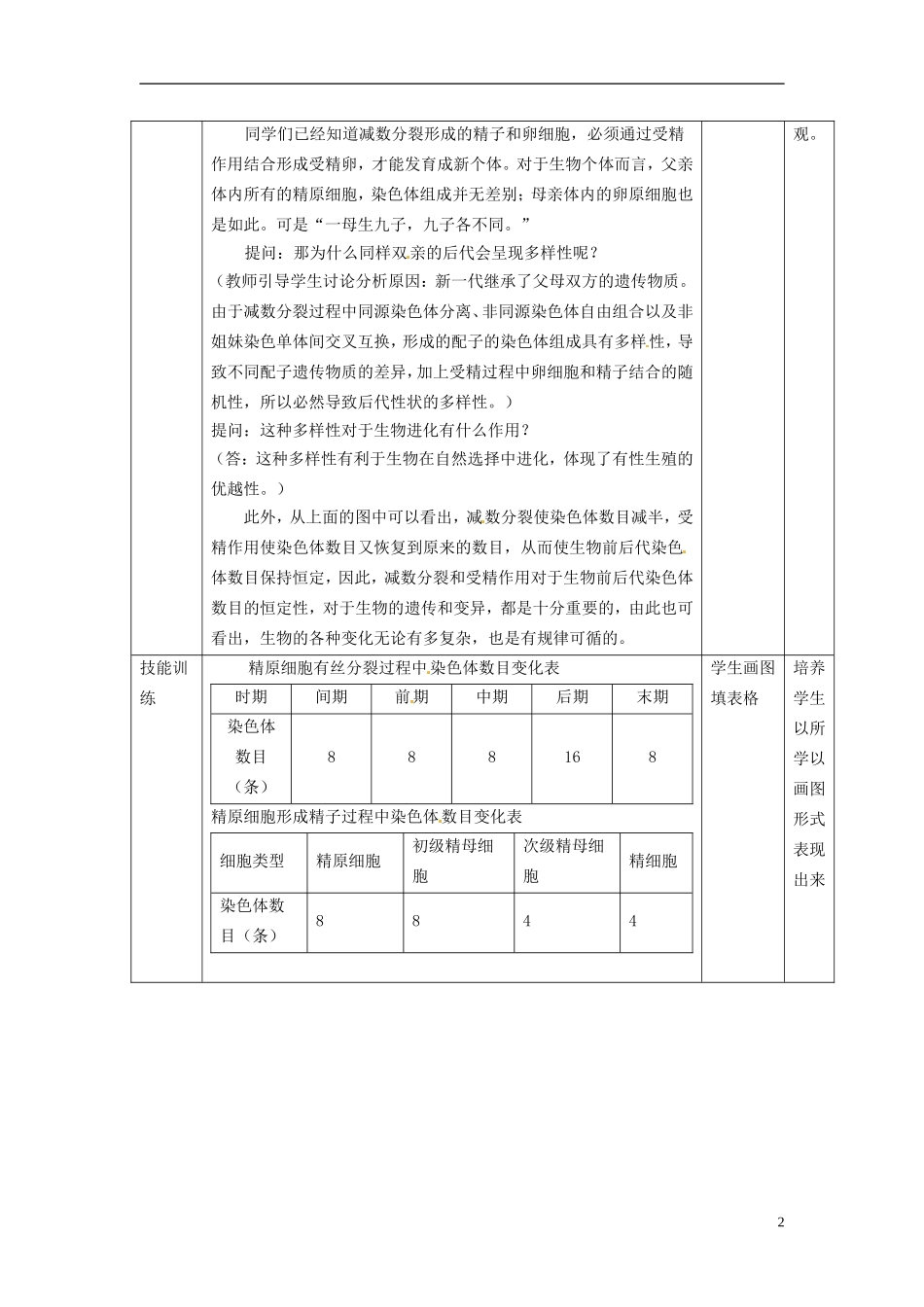 2013-2014学年高中生物 2.1 减数分裂和受精作用二受精作用（第2课时）新课教学过程1 新人教版必修2_第2页
