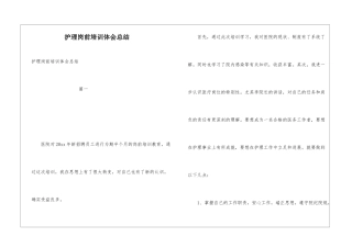 护理岗前培训体会总结
