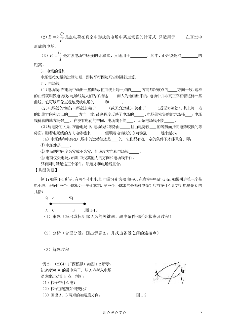2012高考物理 电荷及其守恒定律、库仑定律、电场强度复习学案_第2页