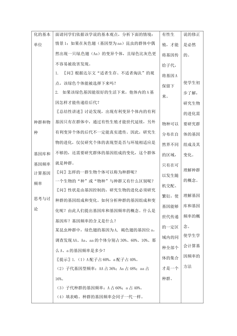 2013-2014学年高一生物下学期 第7章 第2节 现代生物进化理论的主要内容2教案 新人教版_第2页