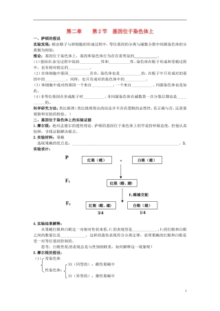 2013-2014学年高中生物 2.2 基因位于染色体上学案 新人教版必修2