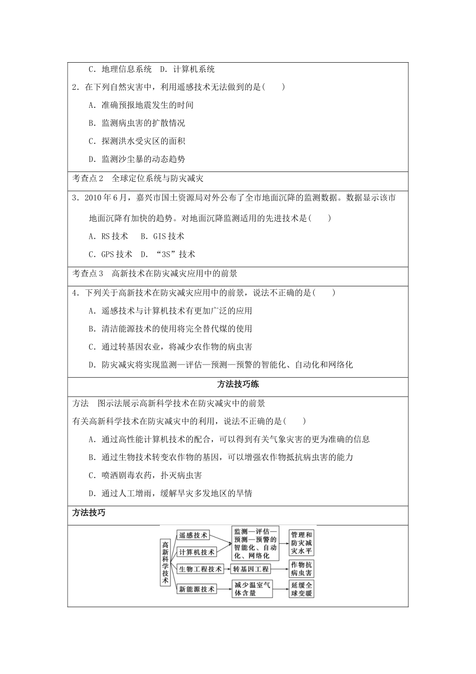 2013-2014学年高中地理 4.2 高新科学技术与减灾防灾同步学案 湘教版选修5_第2页