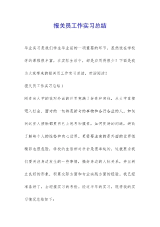 报关员工作实习总结-