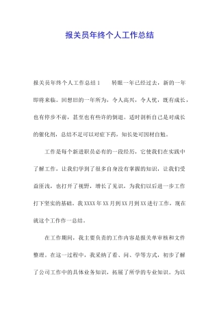 报关员年终个人工作总结