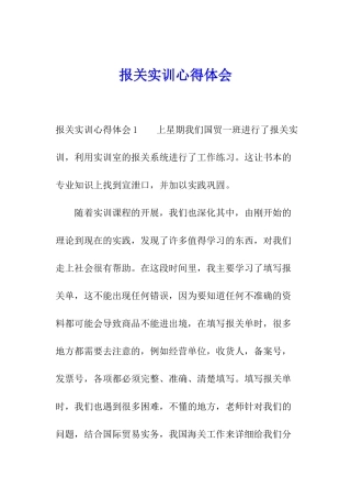 报关实训心得体会