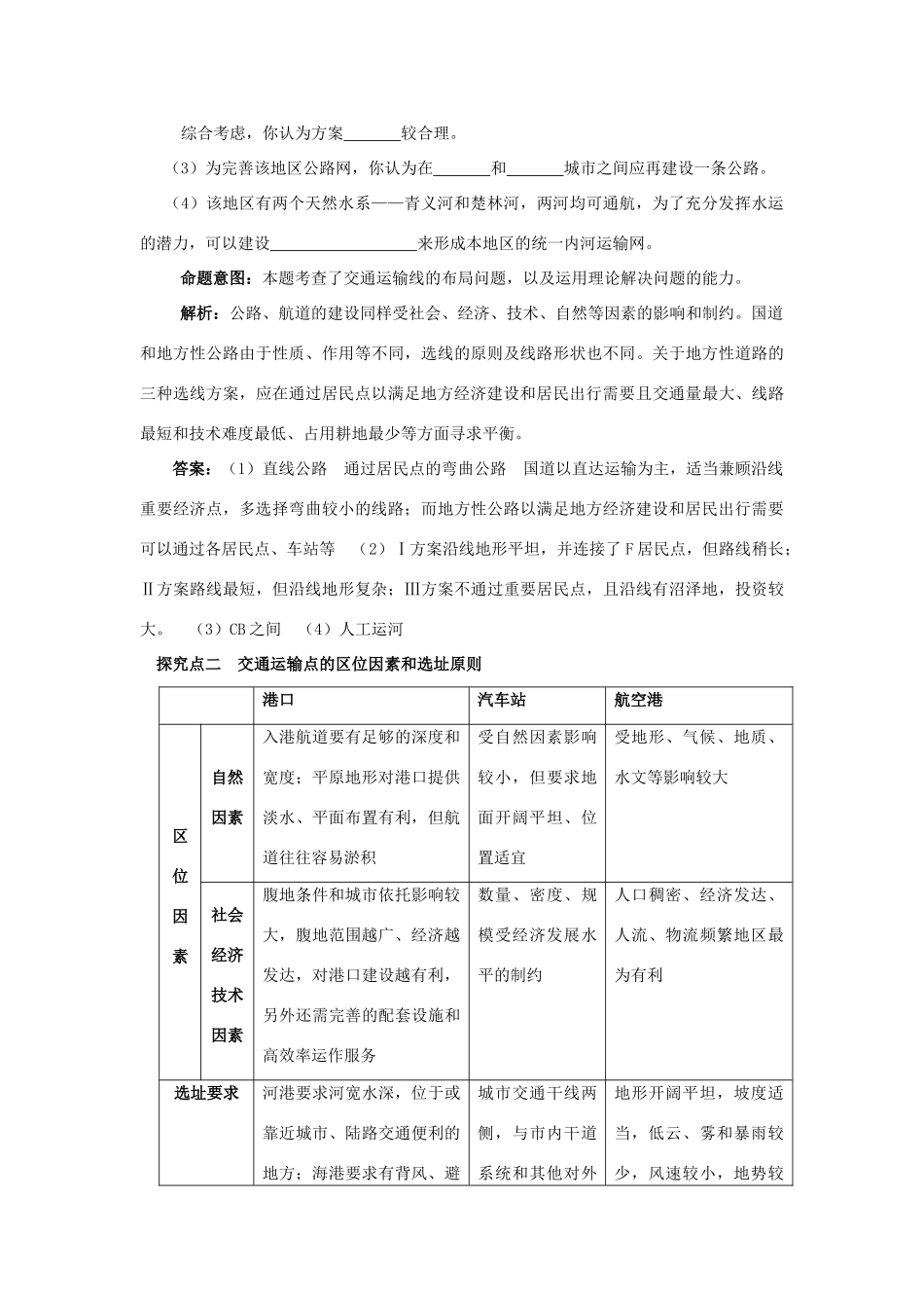 2012高考地理 冲刺 第28讲 交通运输布局学案 鲁教版_第3页