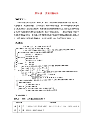 2012高考地理 冲刺 第28讲 交通运输布局学案 鲁教版