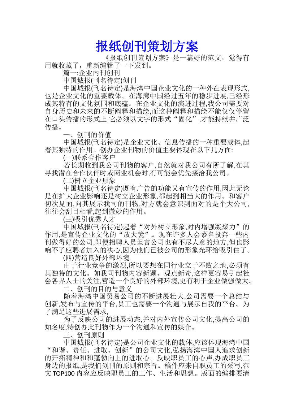 报纸创刊策划方案_第1页