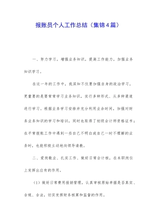 报账员个人工作总结