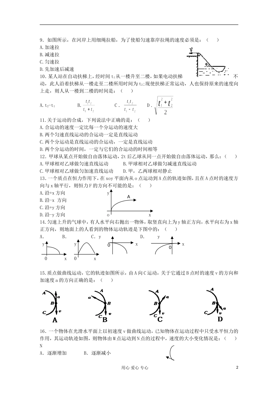 2012高考物理 曲线运动合成与分解复习学案_第2页