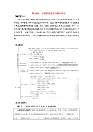 2012高考地理 冲刺 第40讲 地理信息系统与数字地球学案 鲁教版