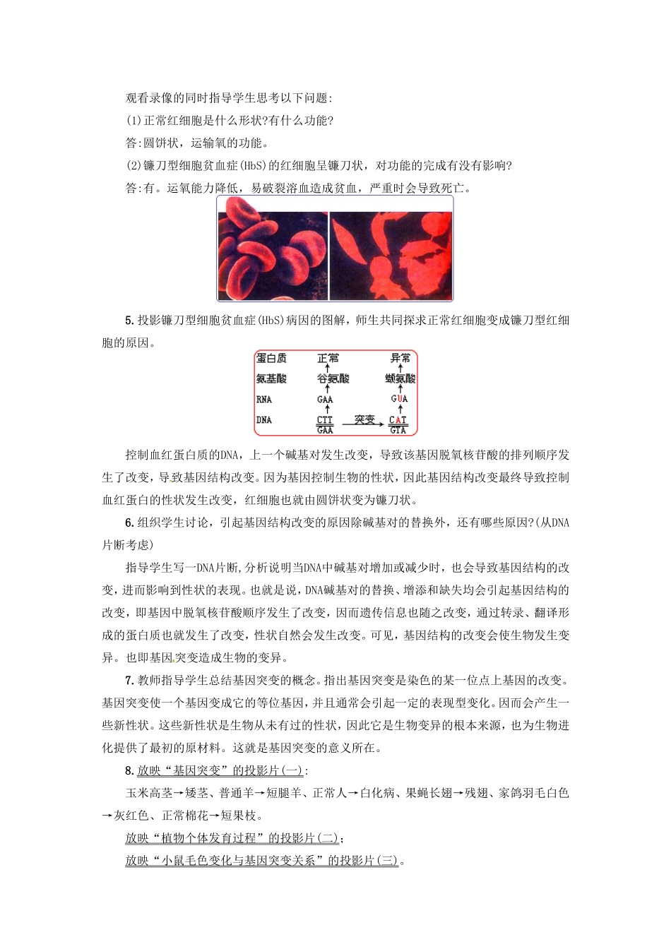 2013-2014学年高一生物下学期 第五章 第一节 基因突变与基因重组1教案 新人教版_第3页