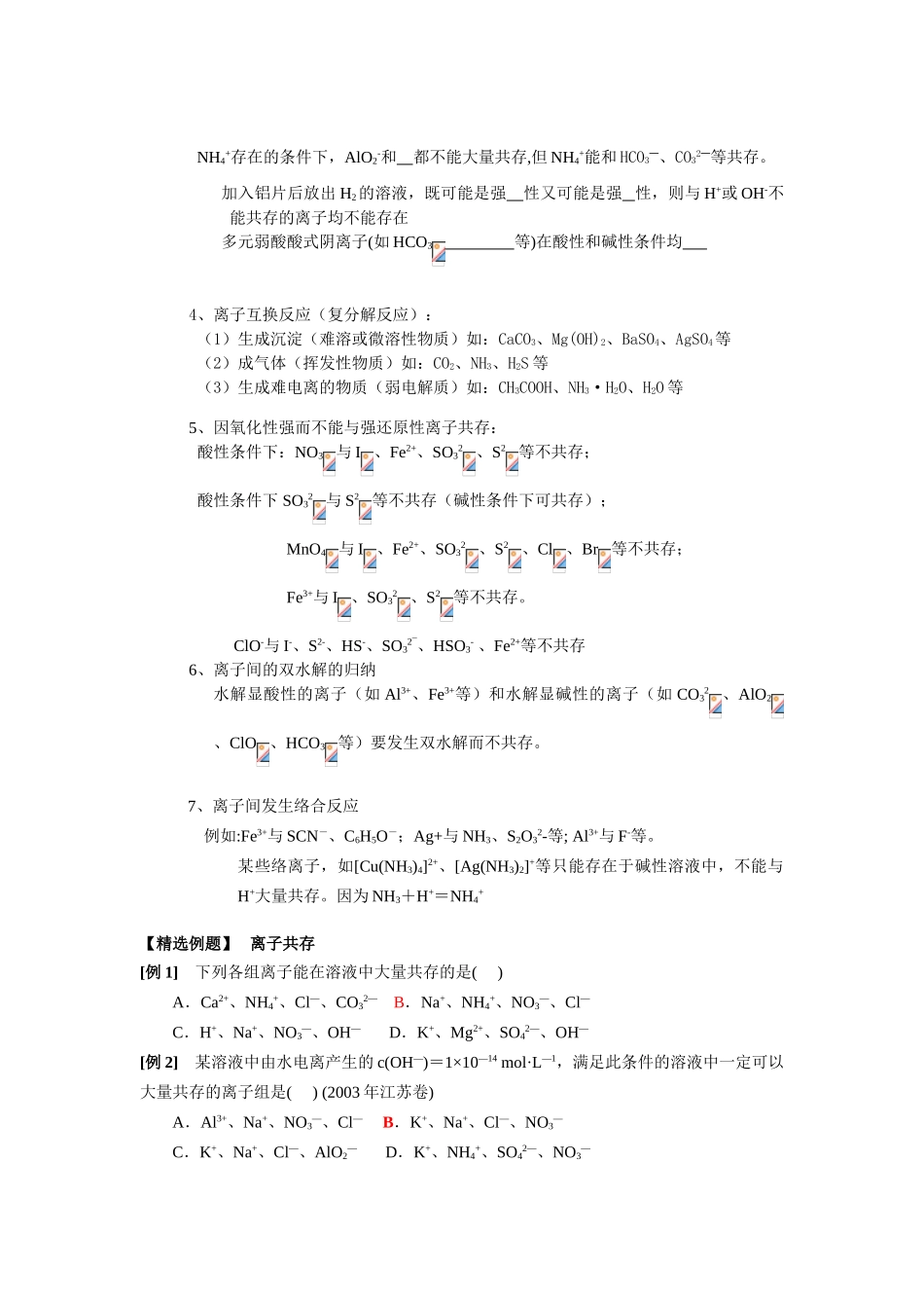 2012高考化学第一轮复习学案——离子反应（第二课时）_第2页