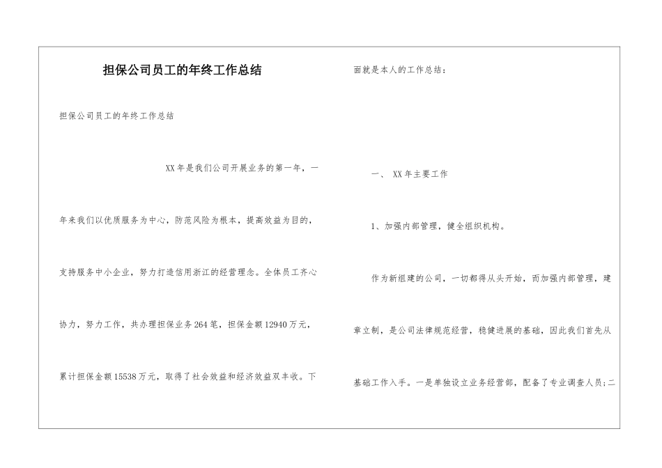 担保公司员工的年终工作总结_第1页