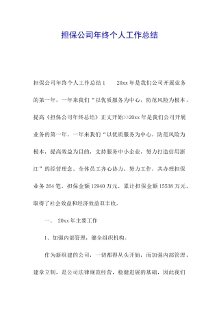 担保公司年终个人工作总结
