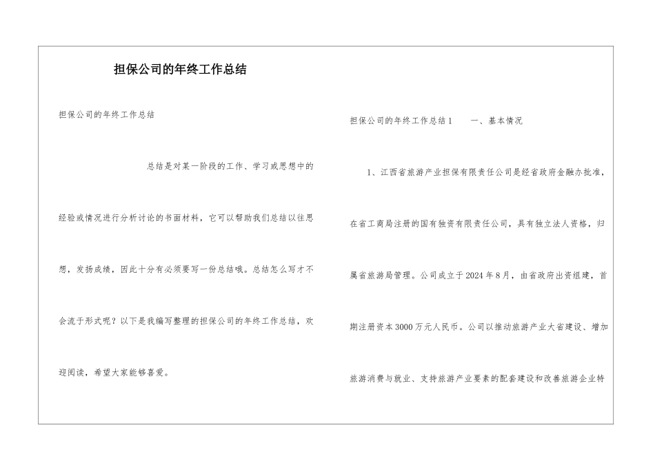 担保公司的年终工作总结_第1页