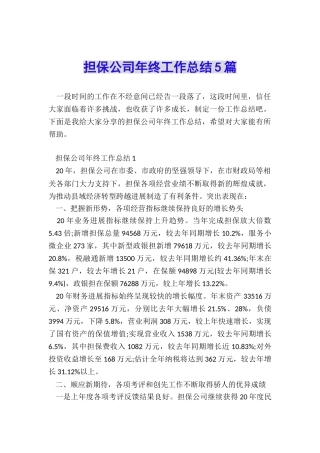 担保公司年终工作总结5篇