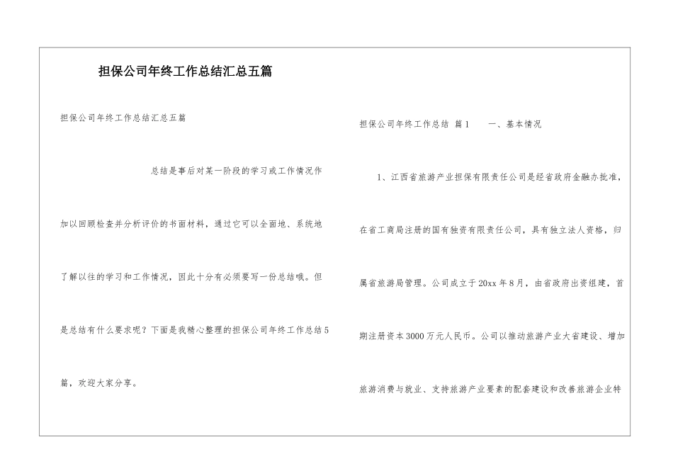 担保公司年终工作总结汇总五篇_第1页