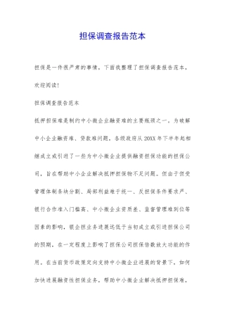 担保调查报告范本-