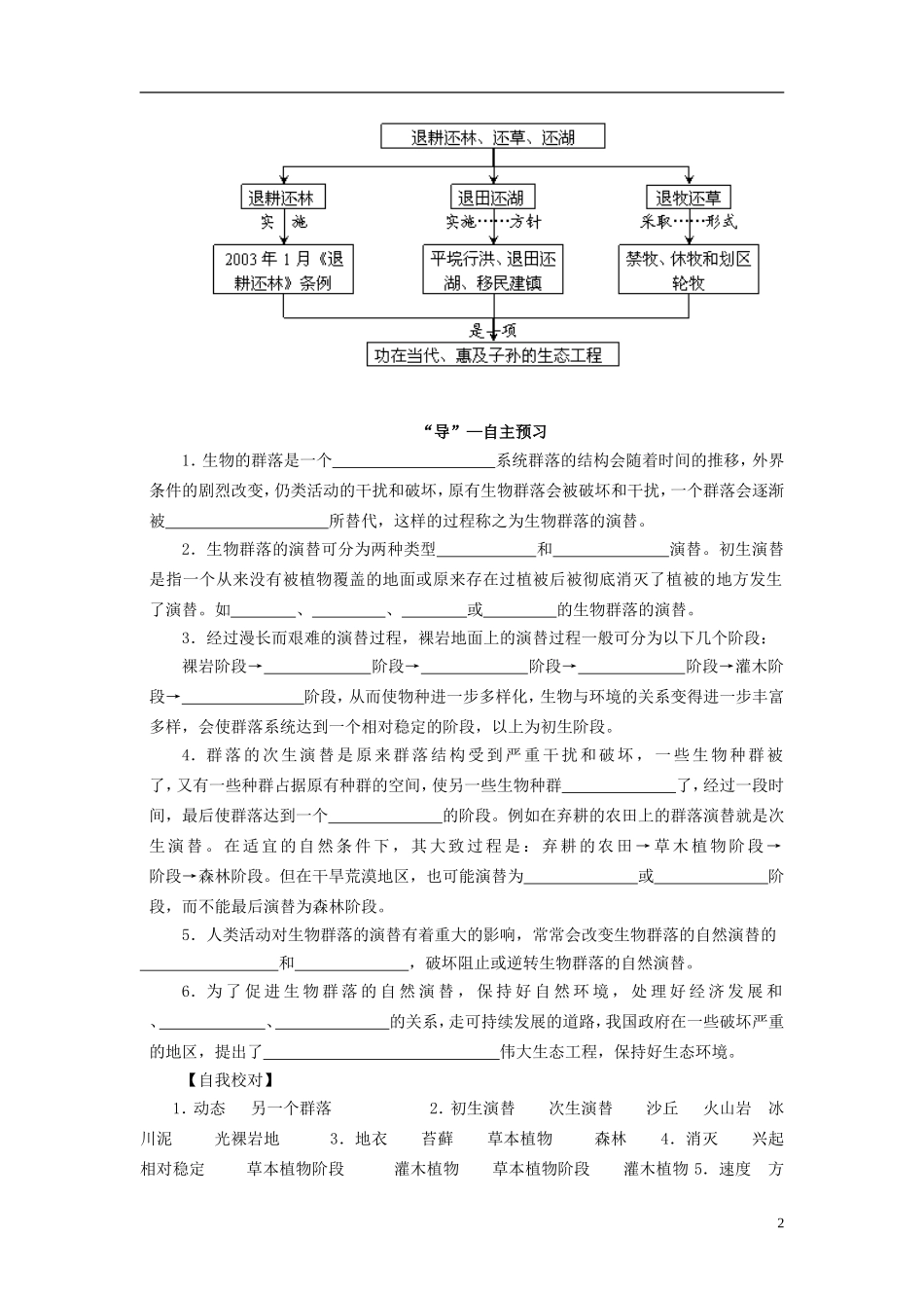2013-2014学年高中生物 4.4 群落的演替导学案 新人教版必修3_第2页