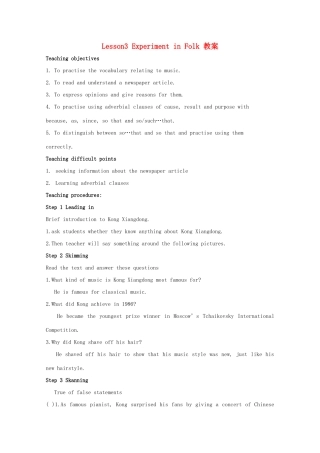 2012高中英语 Unit5 lesson3 experiment in folk精品教案 北师大版必修2