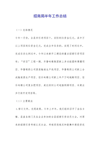 招商局半年工作总结-