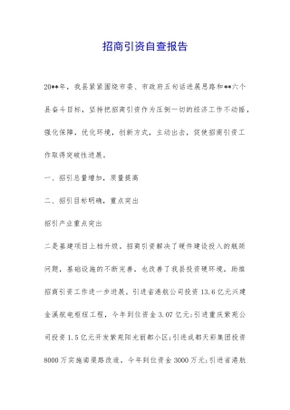 招商引资自查报告-