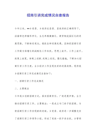招商引资完成情况自查报告-
