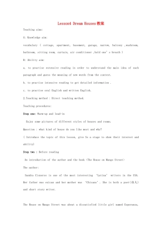 2012高中英语 Unit6 lesson4 Dream houses精品教案 北师大版必修2