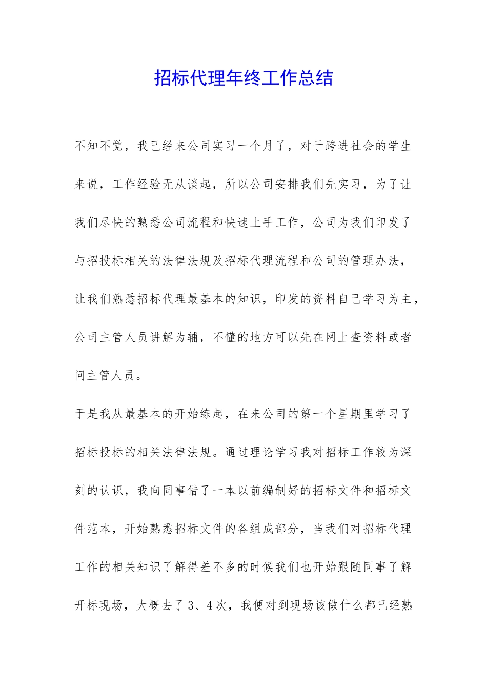 招标代理年终工作总结-_第1页