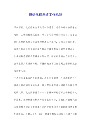 招标代理年终工作总结-