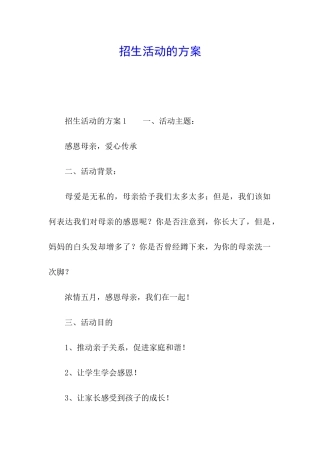 招生活动的方案