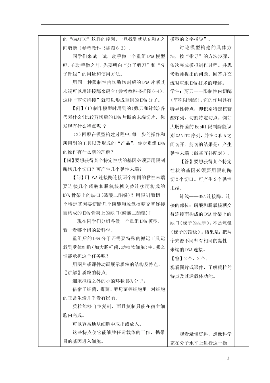 2013-2014学年高中生物 6.2 基因工程及其应用新课教学过程一 新人教版必修2_第2页