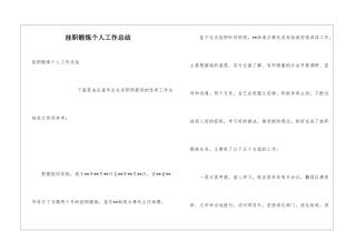 挂职锻炼个人工作总结