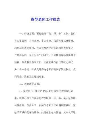 指导教师工作报告