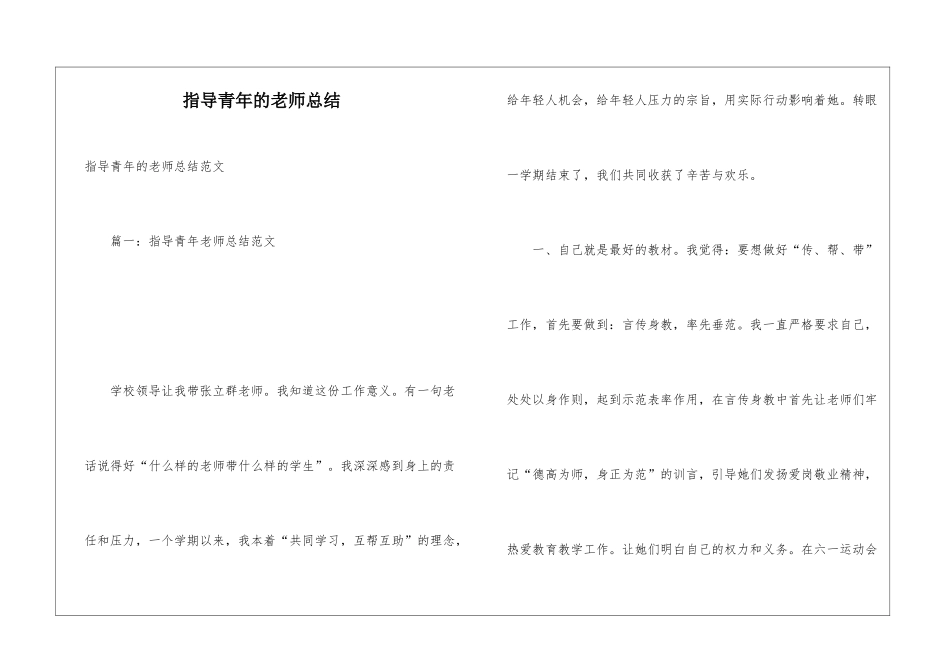 指导青年的教师总结_第1页