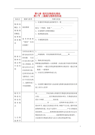 2013-2014学年高中生物 7.2 隔离与物种的形成（第2课时）新课教学过程一 新人教版必修2