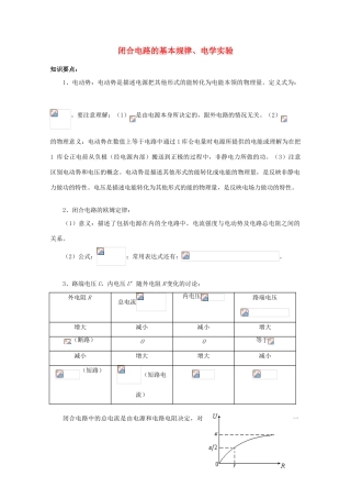 2012高考物理知识要点总结 闭合电路的基本规律、电学实验教案