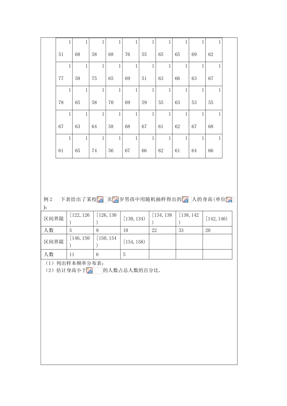 2013-2014学年高中数学 2.2.1频率分布表导学案 苏教版必修3_第2页