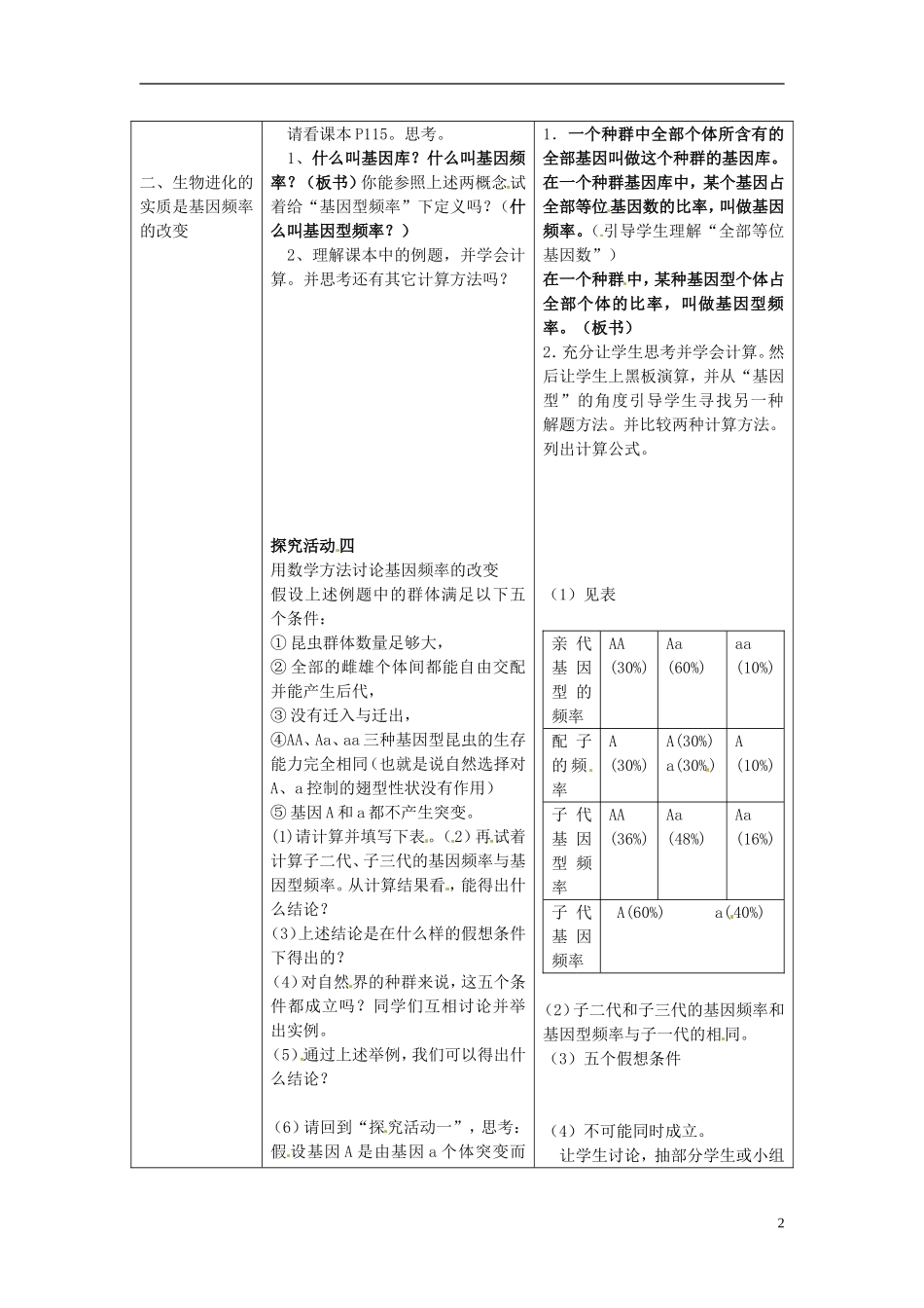 2013-2014学年高中生物 7.2 种群基因频率的改变与生物进化（第1课时）新课教学过程二 新人教版必修2_第2页