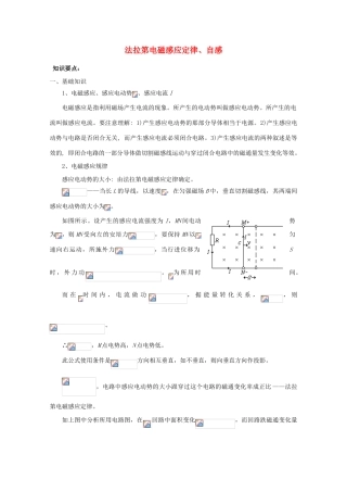 2012高考物理知识要点总结 法拉第电磁感应定律、自感教案