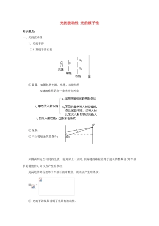 2012高考物理知识要点总结 光的波动性光的核子性教案