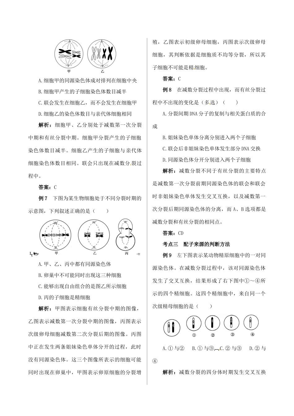 2013-2014学年高中生物 第2章 第1节《减数分裂和受精作用》内容拓展 新人教版必修2_第3页