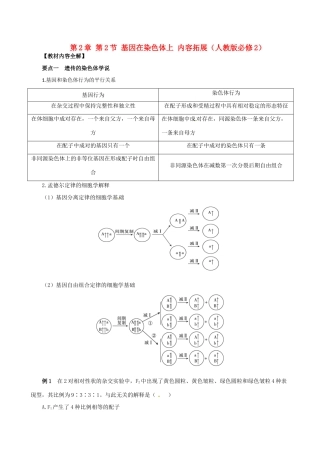 2013-2014学年高中生物 第2章 第2节《基因在染色体上》内容拓展 新人教版必修2