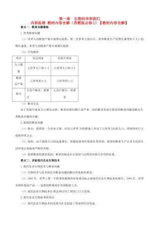 2013-2014学年高中生物 第一章《生物科学和我们》内容拓展+教材内容全解 苏教版必修2