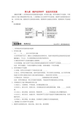 2013届高三政治一轮复习 第九课　维护世界和平　促进共同发展强化学案 新人教必修2