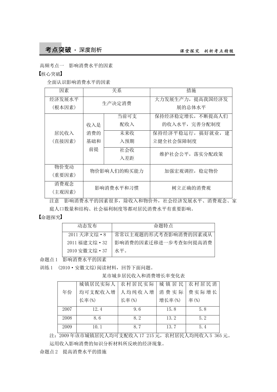 2013届高三政治一轮复习 第三课 多彩的消费强化学案 新人教必修1_第2页