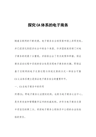 探究CA体系的电子商务