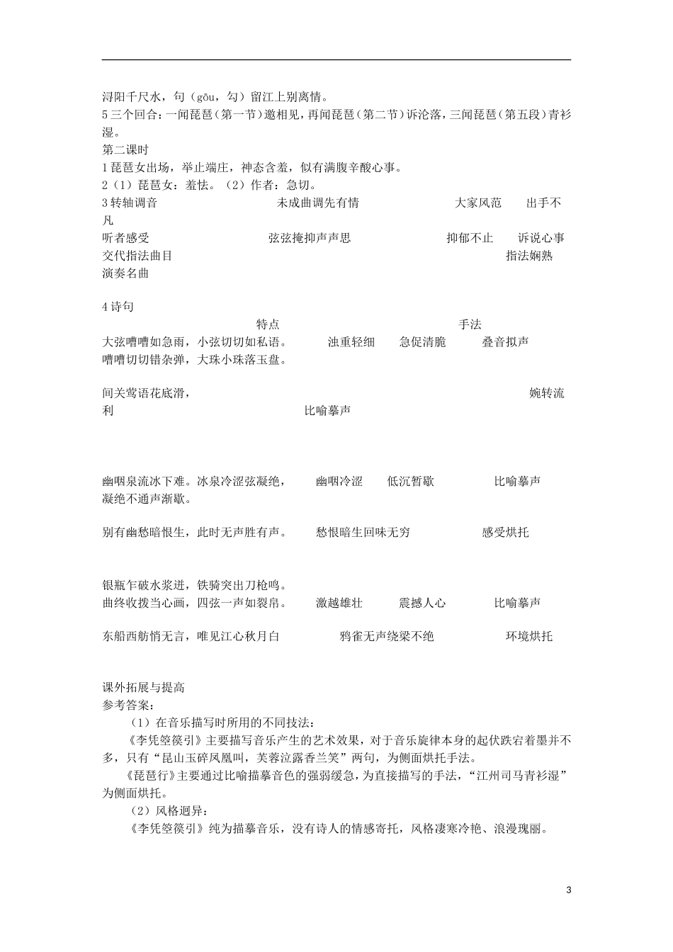 2012高中语文 3.6 琵琶行学案 07版鲁人版必修2_第3页