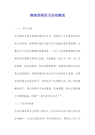 推销顶岗实习总结精选-